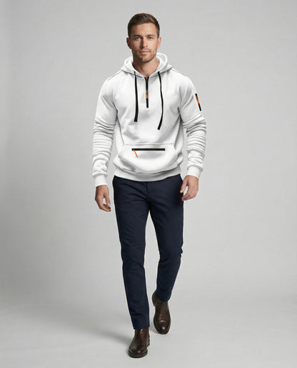 Herren Hoodie Sportlich Mit Reißverschluss Taschen