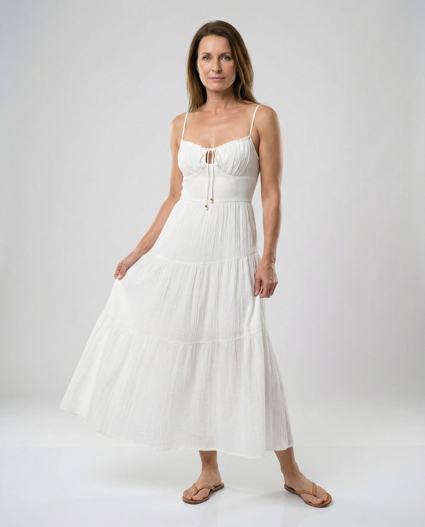 Damen Maxikleid Lang Rüschen Verstellbar Sommer - BerlinGlamour