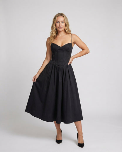 Elegantes Damen Langkleid Tailliert Schwingrock Abendkleid