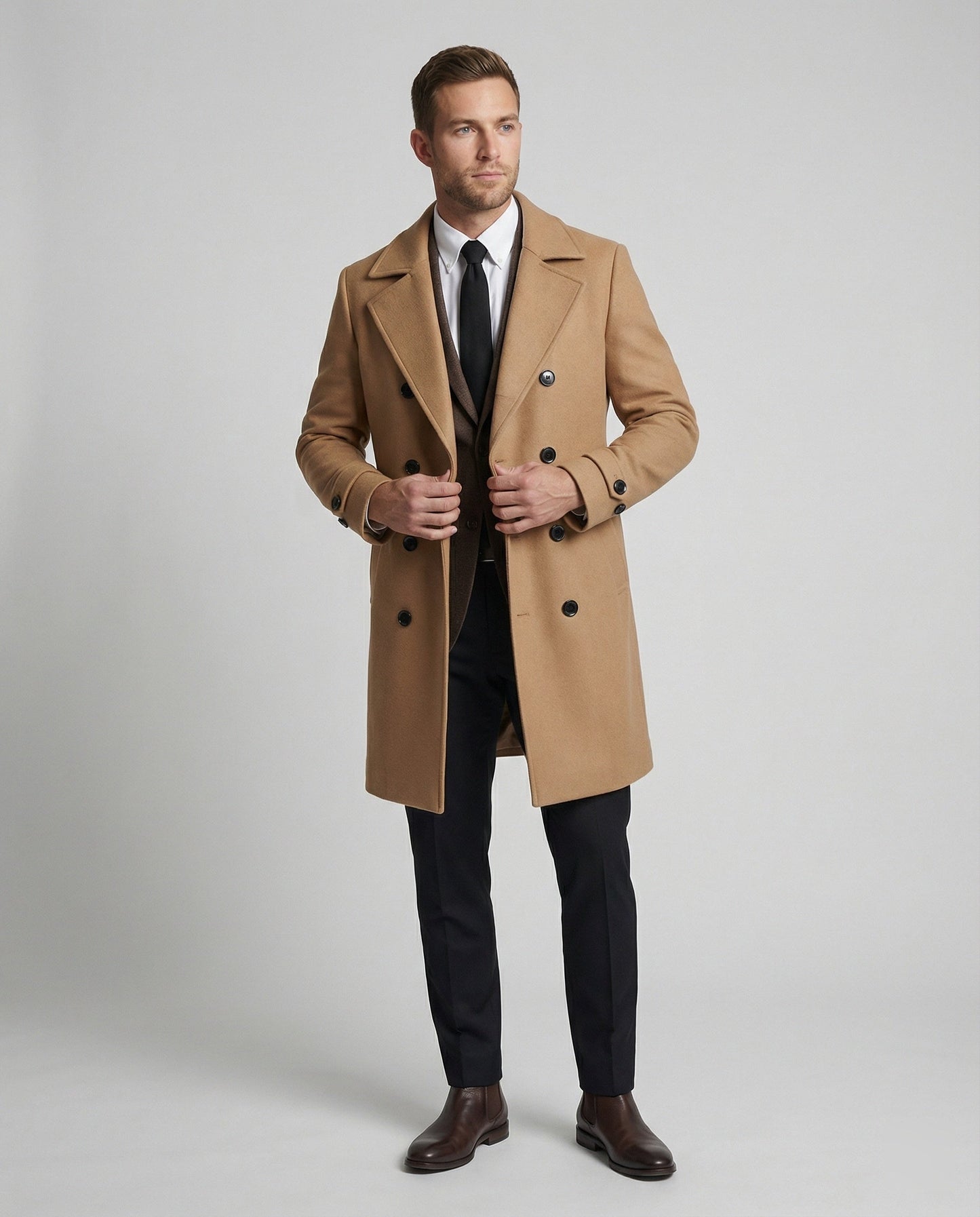 Herren Wollmantel Klassisch Warm Winter
