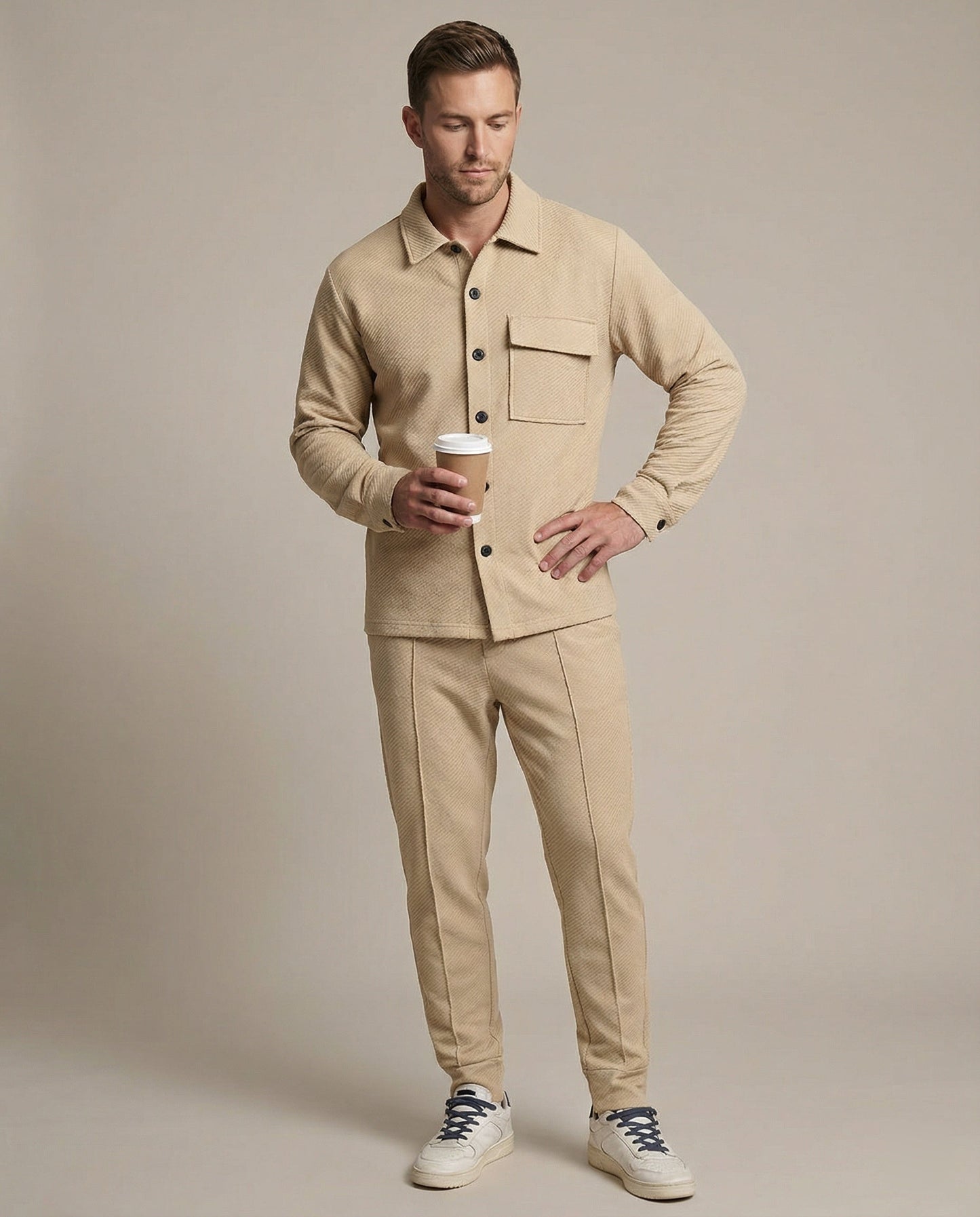 Herren Cardigan Strukturiert Modern Großkaros