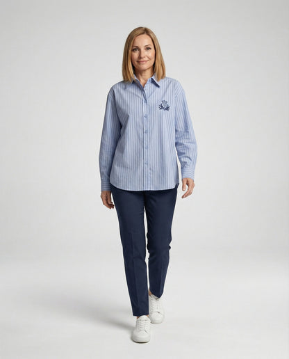Damen Bluse Streifen Klassischer Kragen Elegante Bluse