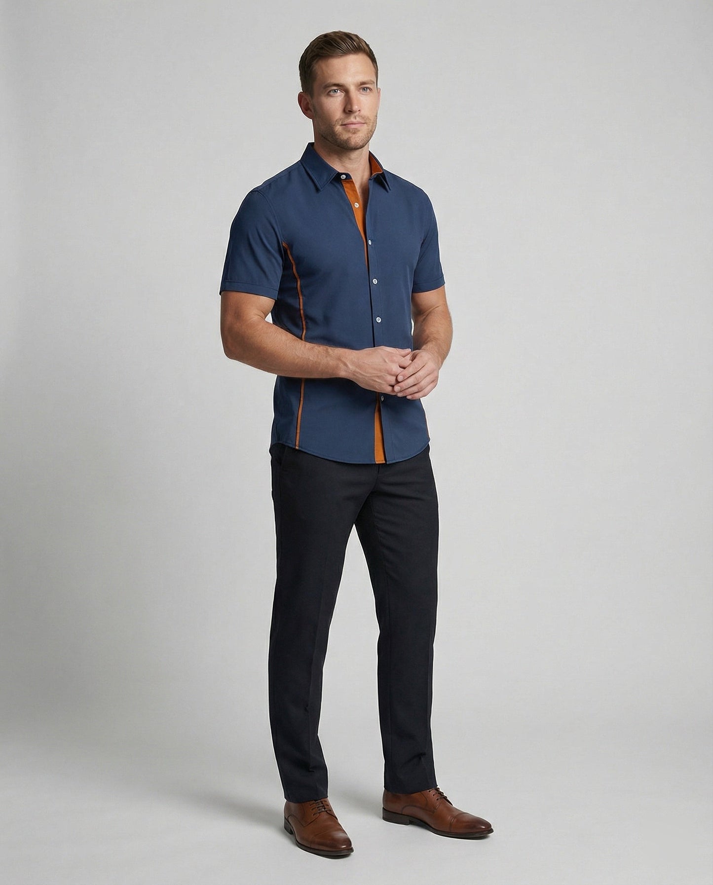 Herren Kurzarmhemd Slim Fit Modern