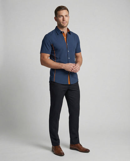 Herren Kurzarmhemd Slim Fit Modern