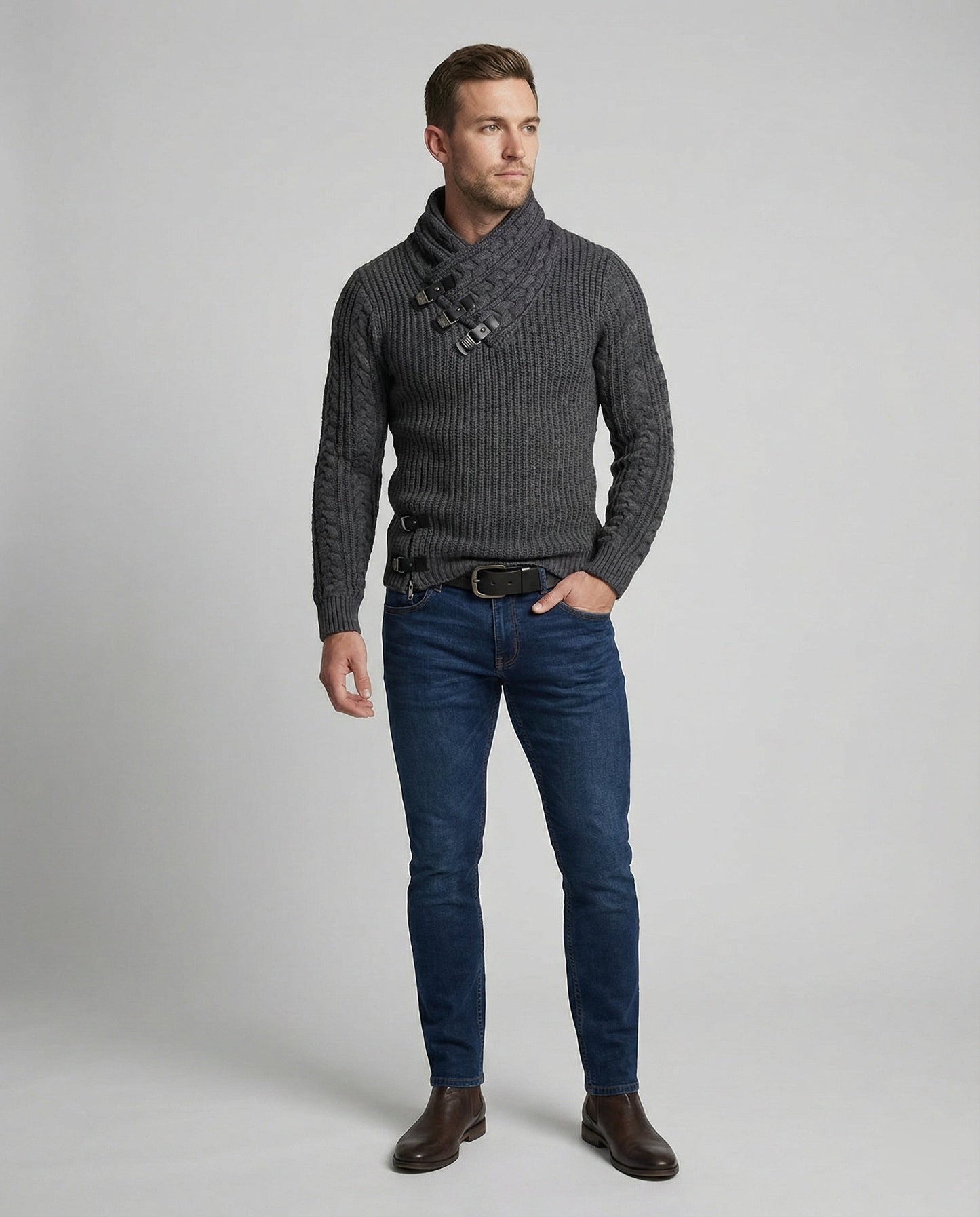 Asymmetrischer Strickpullover Herren Modern Trendy