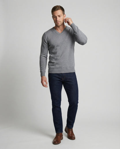Feinstrick Pullover V-Ausschnitt Herren