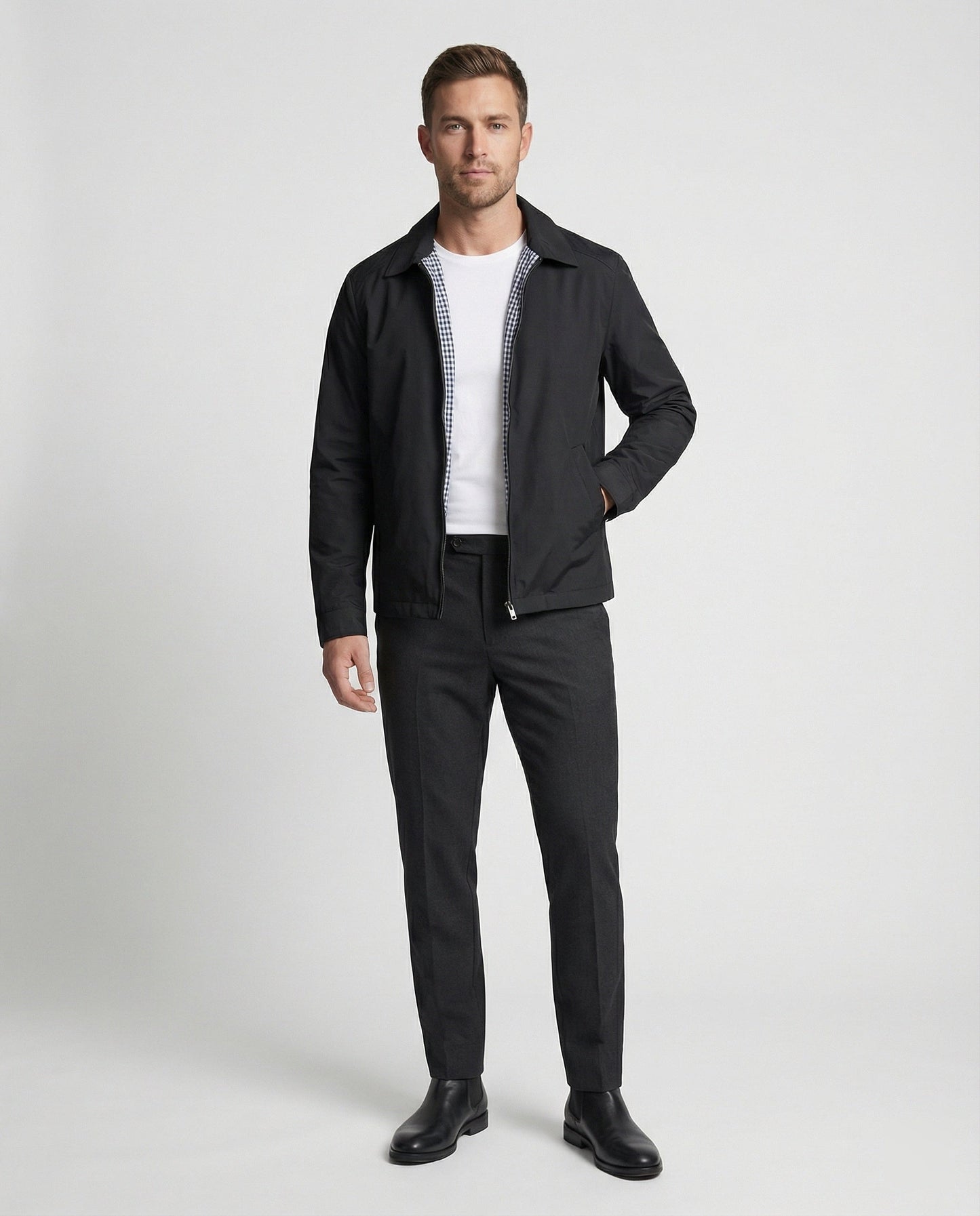 Herren Winterjacke Warm Elegant Schwarz