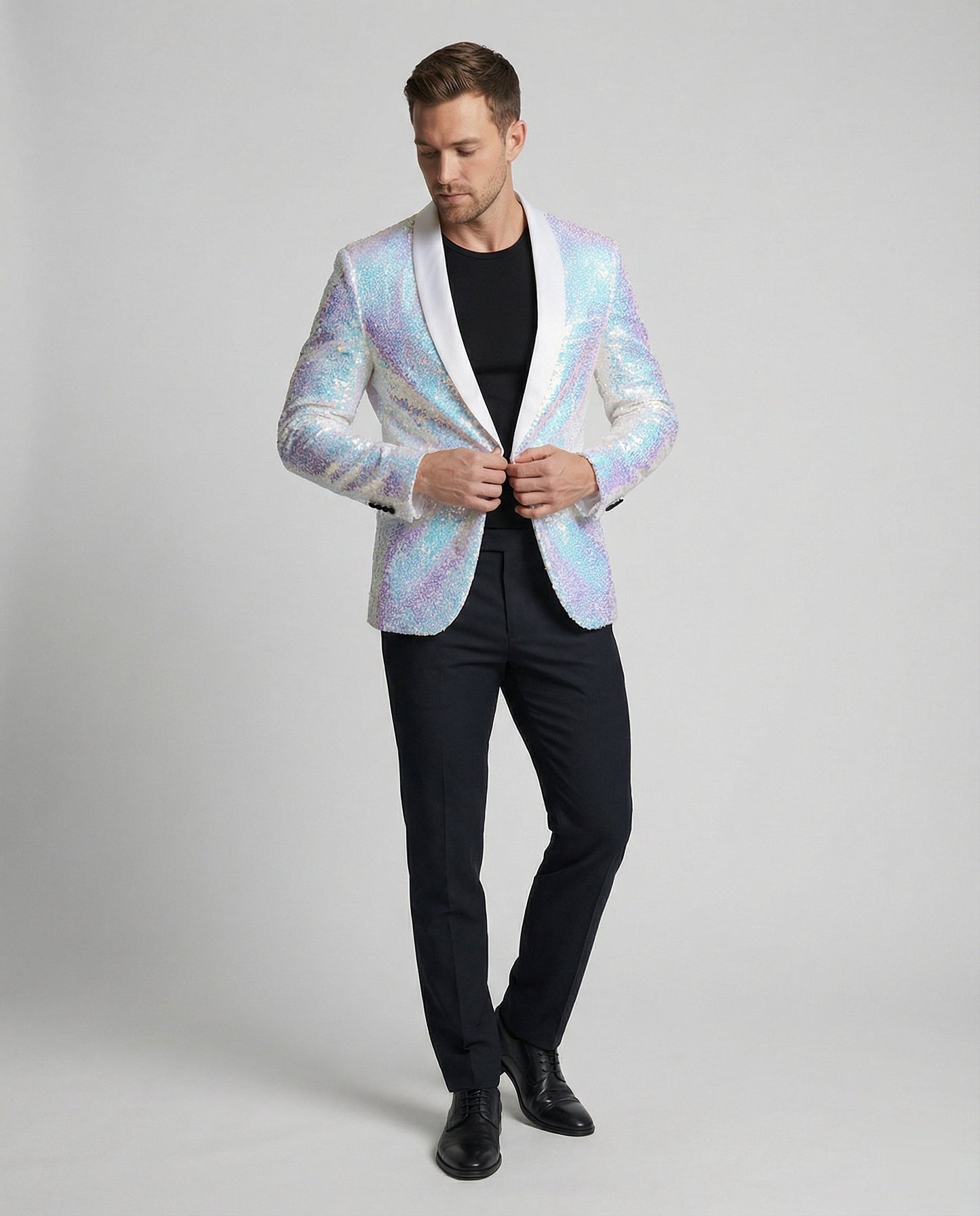 Pailletten Blazer Herren Glamour Schwarz