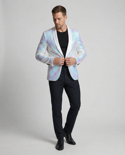 Pailletten Blazer Herren Glamour Schwarz
