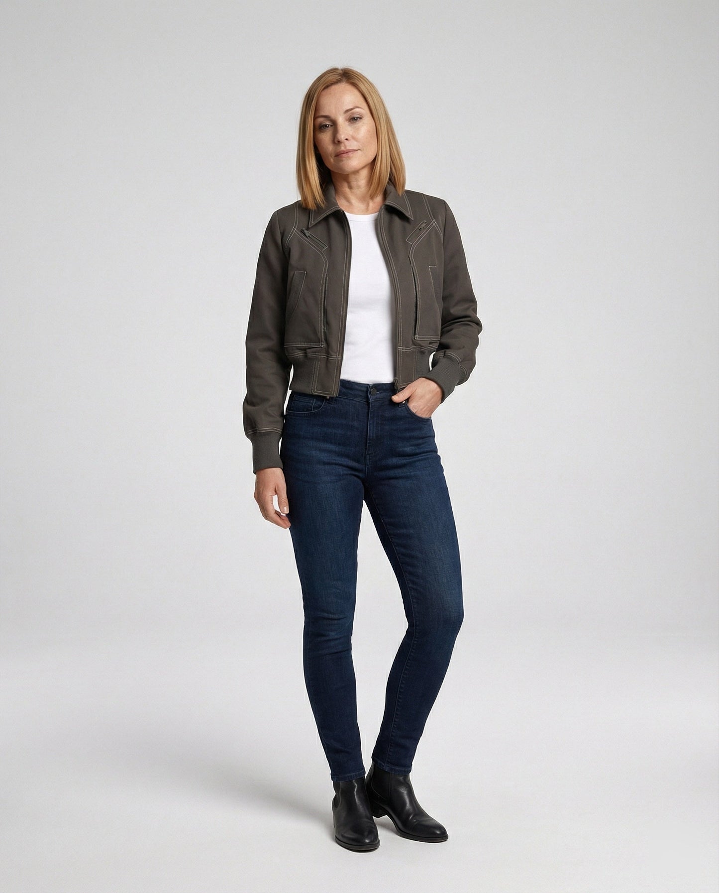 Damen Kurzjacke Reißverschluss Lederjacke Modern