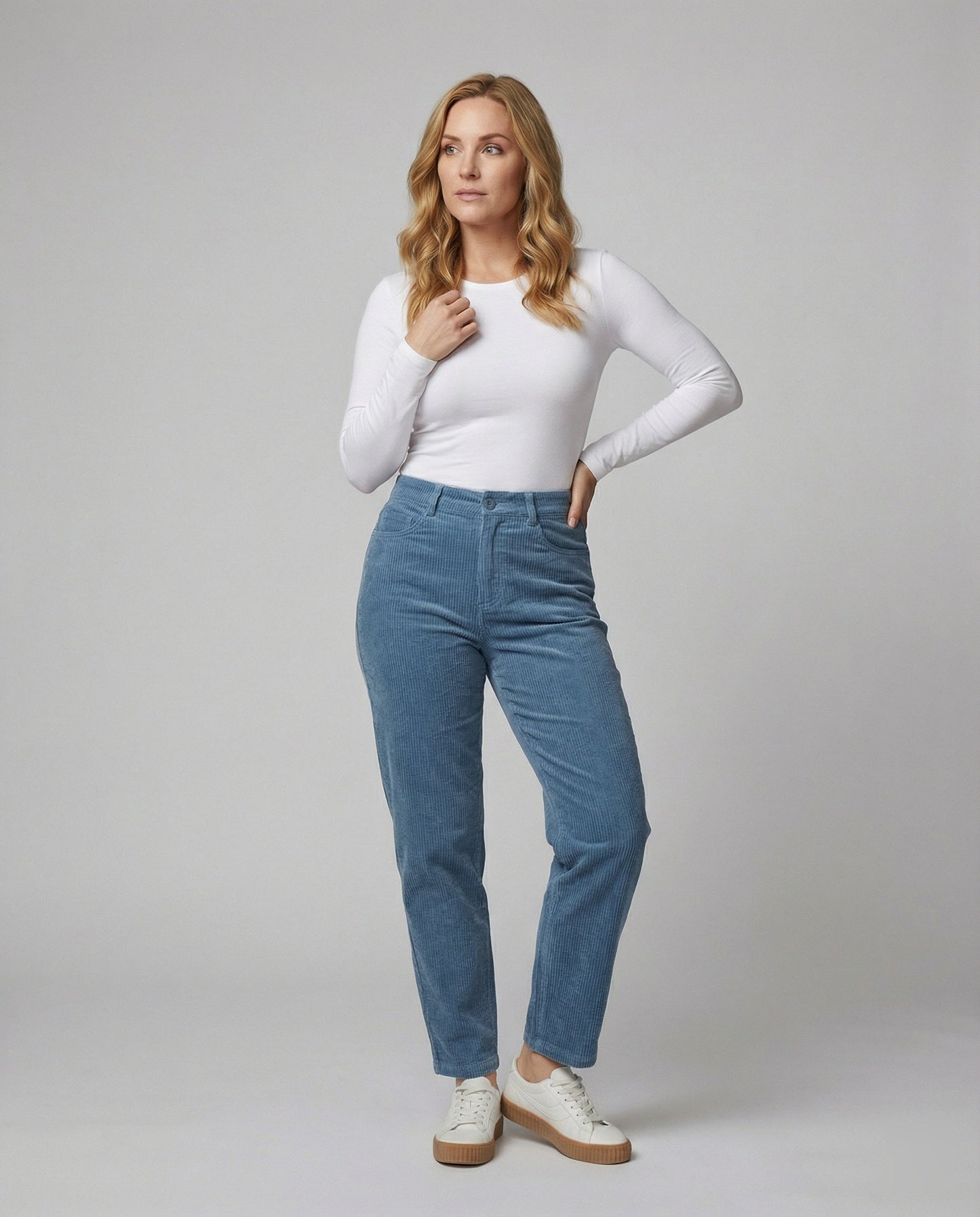 Damen Stoffhose Hochbund Elegant Strukturiert