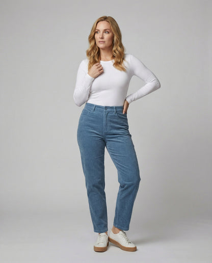 Damen Stoffhose Hochbund Elegant Strukturiert