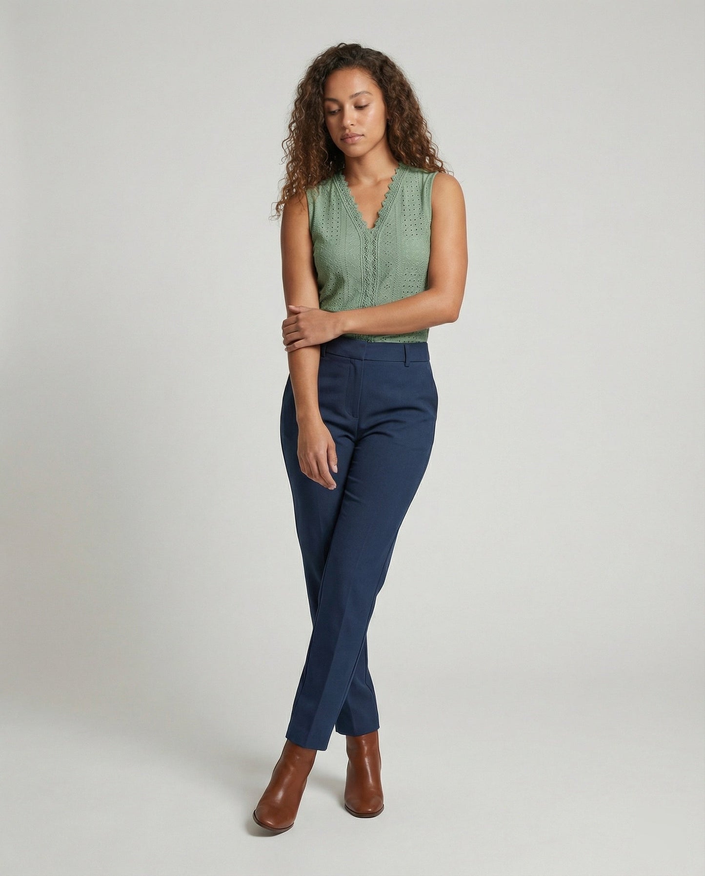 Damen Top Baumwolle Lochstickerei Elegant - BerlinGlamour