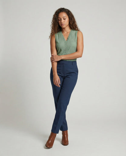 Damen Top Baumwolle Lochstickerei Elegant - BerlinGlamour