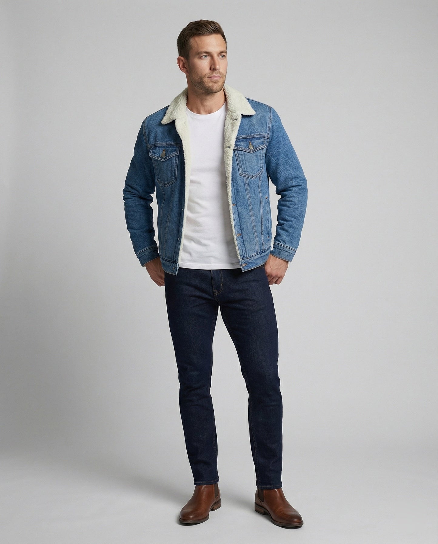 Warme Denim Jacke Herren Winter