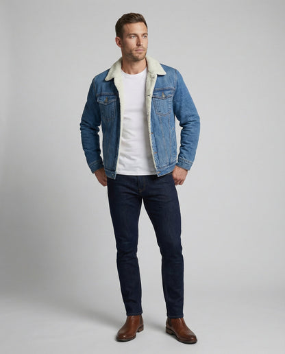 Warme Denim Jacke Herren Winter