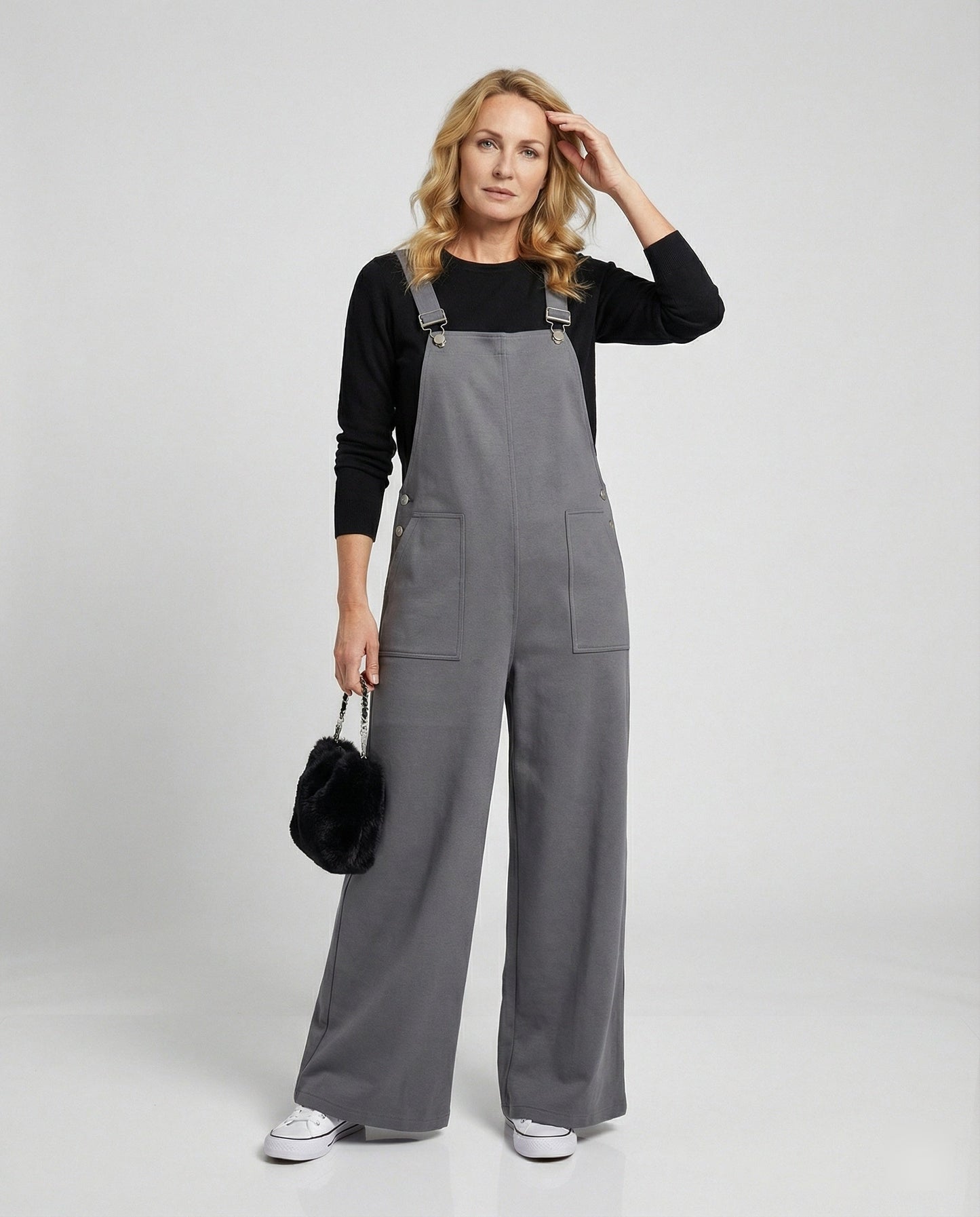 Damen Latzhose Bequem Weites Bein Trendy - BerlinGlamour