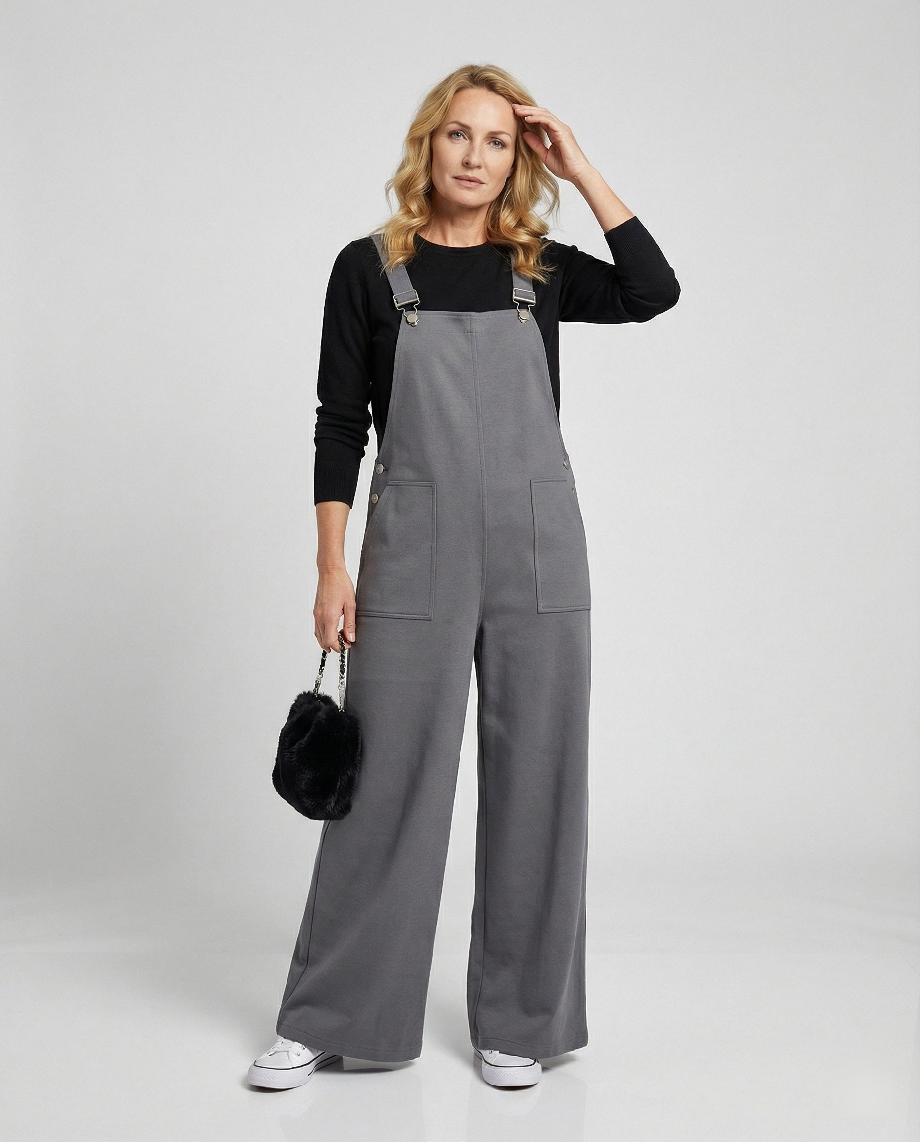 Damen Latzhose Bequem Weites Bein Trendy - BerlinGlamour