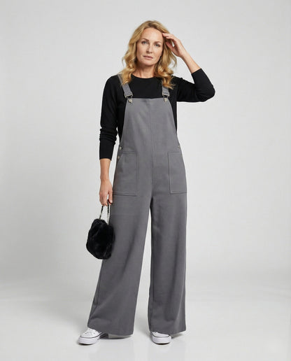 Damen Latzhose Bequem Weites Bein Trendy - BerlinGlamour