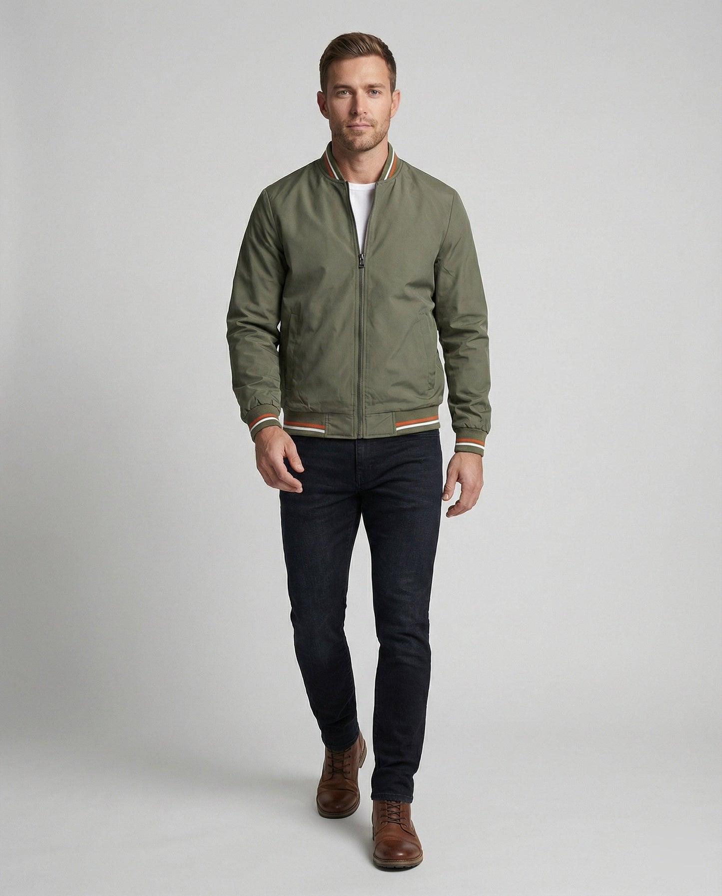 Herren Bomberjacke Slim Fit Leder