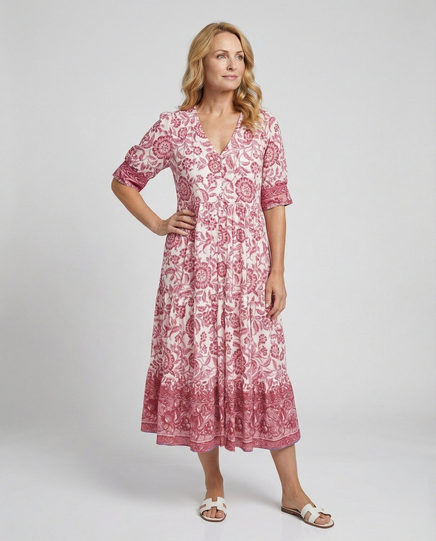 Damen Maxikleid Blumenmuster Sommerkleid Lang