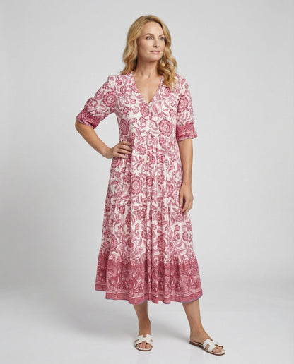 Damen Maxikleid Blumenmuster Sommerkleid Lang