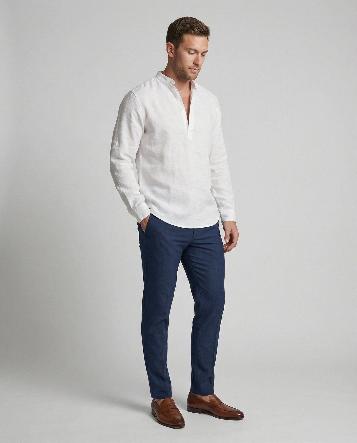 Herren Leinenhemd Sommerlich Leicht Modern