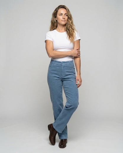Damen Cordhose Weit Bequem Komfort Hose