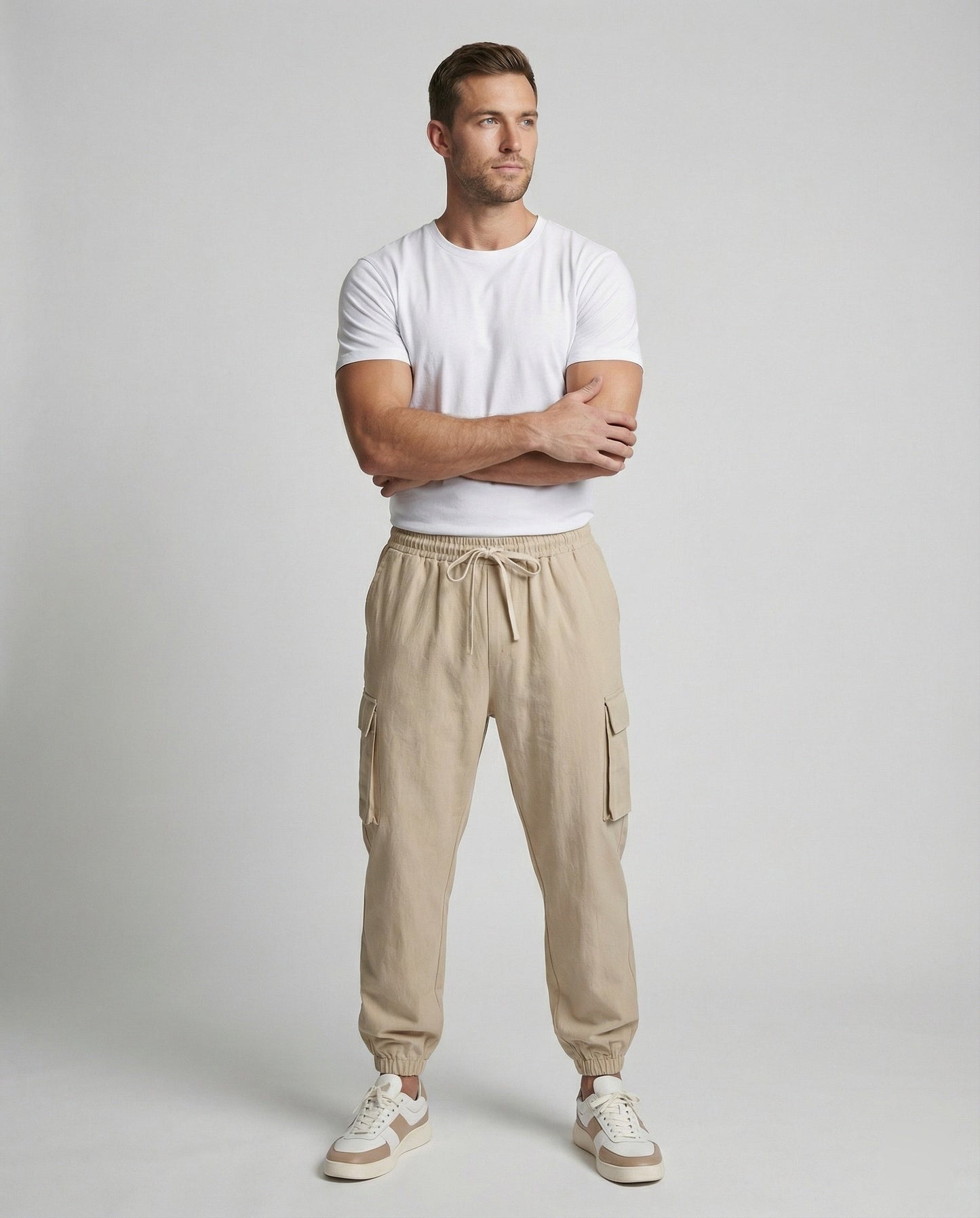 Herren Jogginghose Cargo-Style Elastisch Reißverschluss