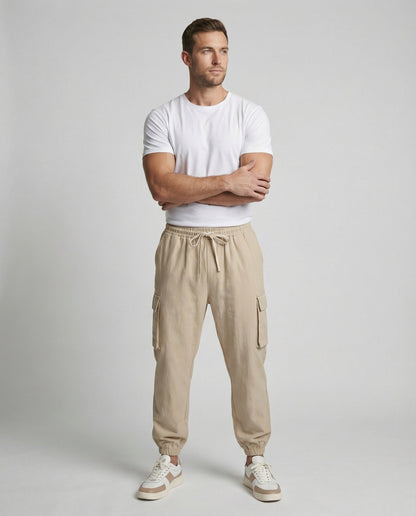 Herren Jogginghose Cargo-Style Elastisch Reißverschluss