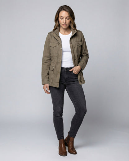 Damen Cargojacke Outdoor Modern Schwarz