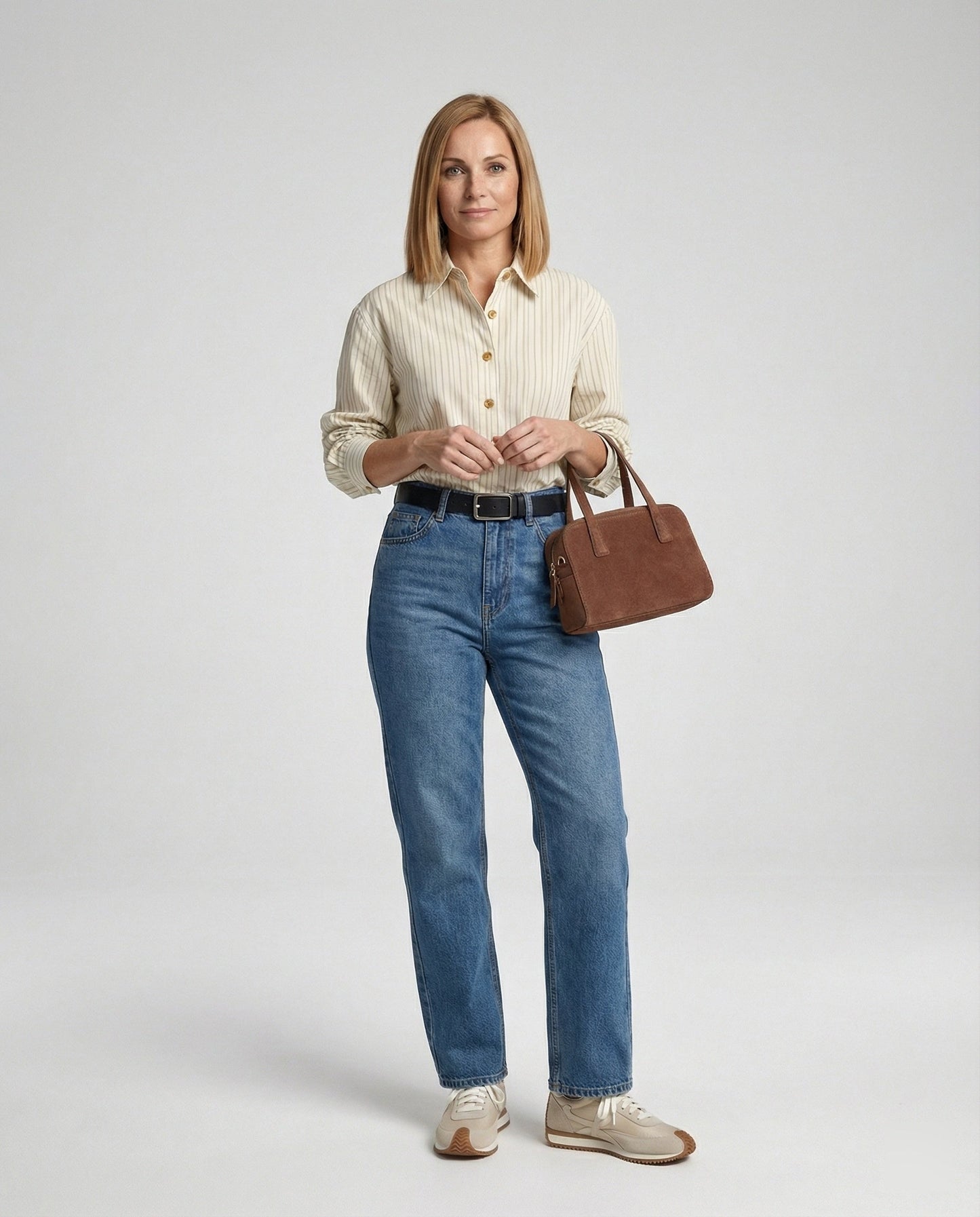 Damen Bluse Streifenmuster Elegante Slimfit