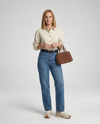 Damen Bluse Streifenmuster Elegante Slimfit