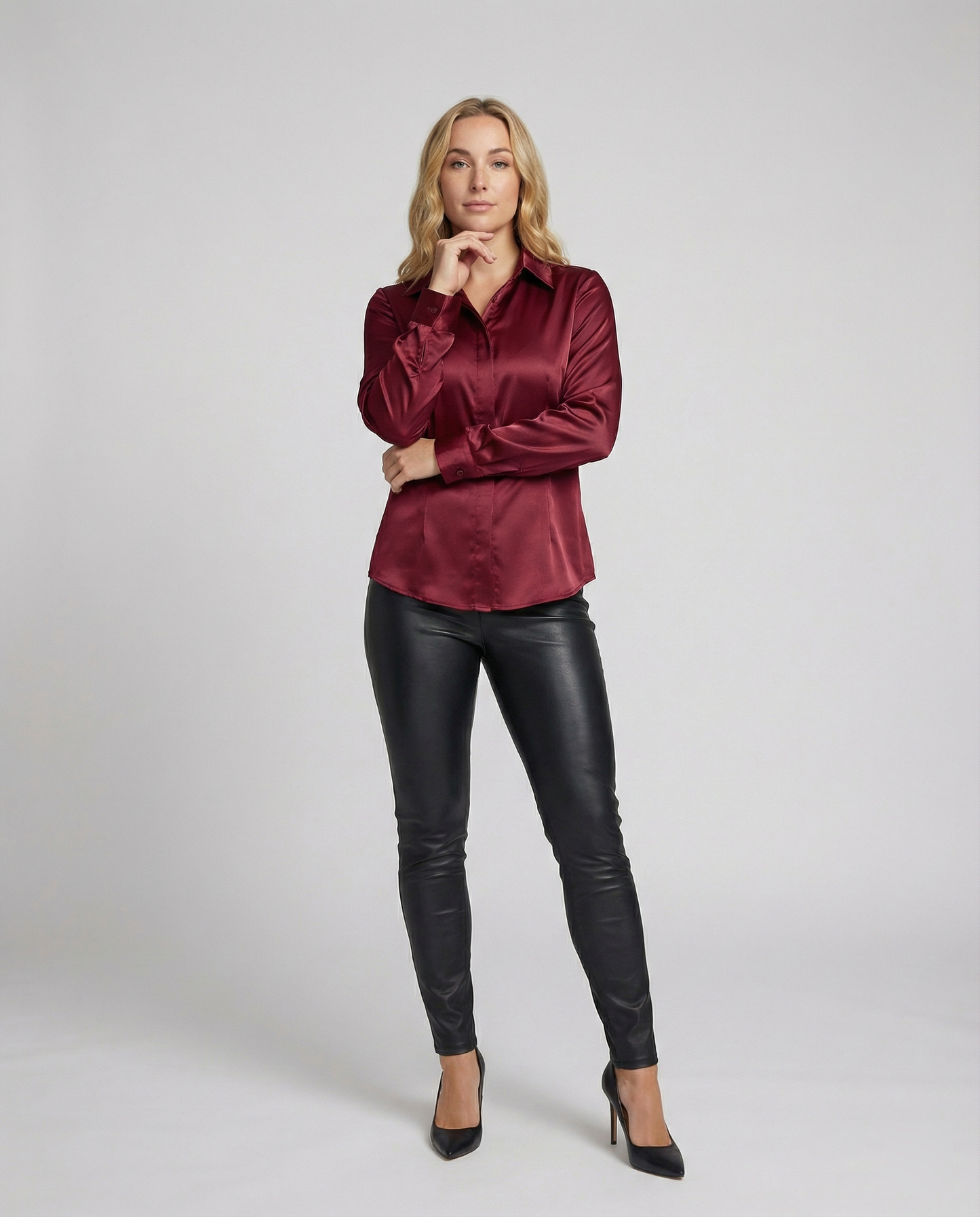 Elegante Damen Bluse Satin Klassisch