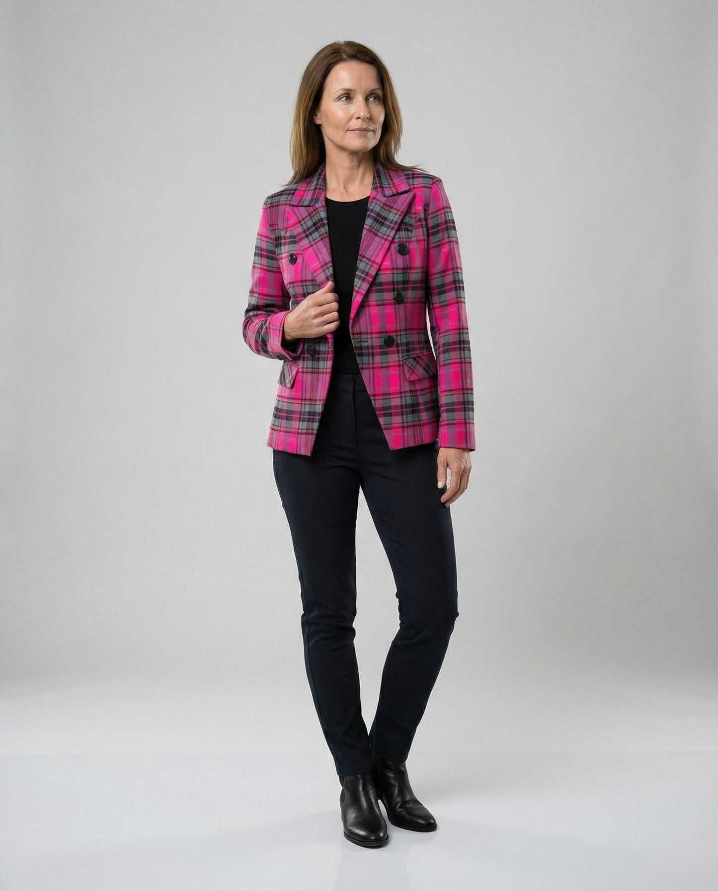 Damen Blazer Karierter Moderner Business Stil