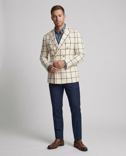 Herren Blazer Modern mit Doppelknöpfen Slim Fit