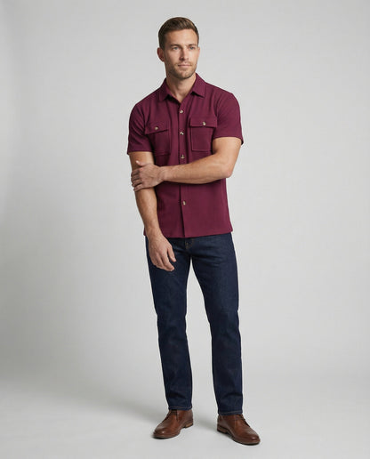 Herren Hemd Kurzarm Strukturstoff Modern