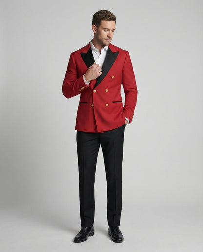 Herren Blazer Doppelreiher Elegant Goldknöpfe Modern