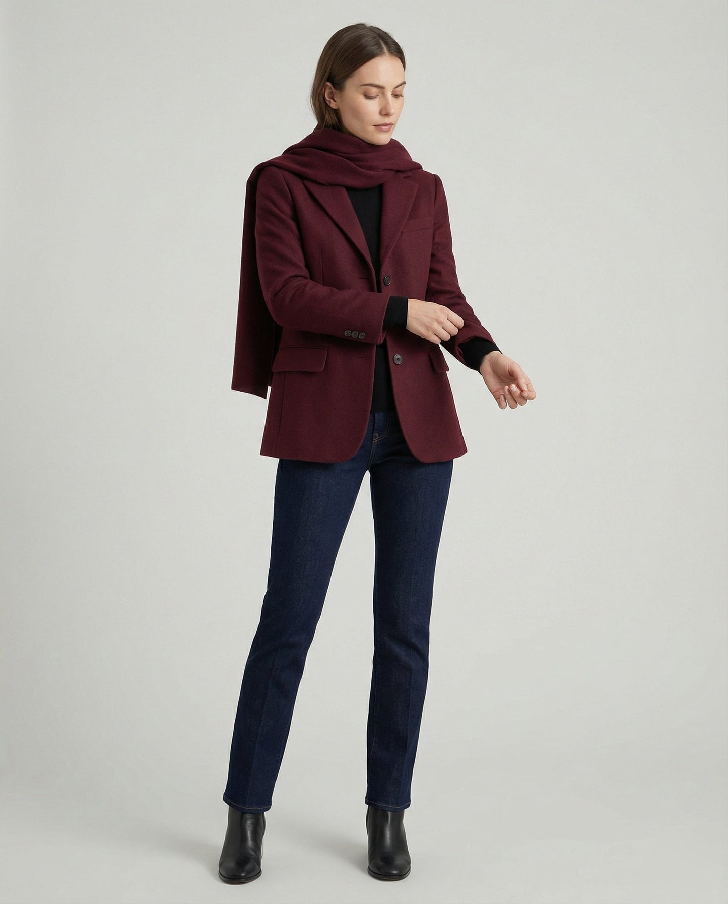 Damen Blazer Jacke Elegante Mit Schal