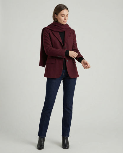 Damen Blazer Jacke Elegante Mit Schal