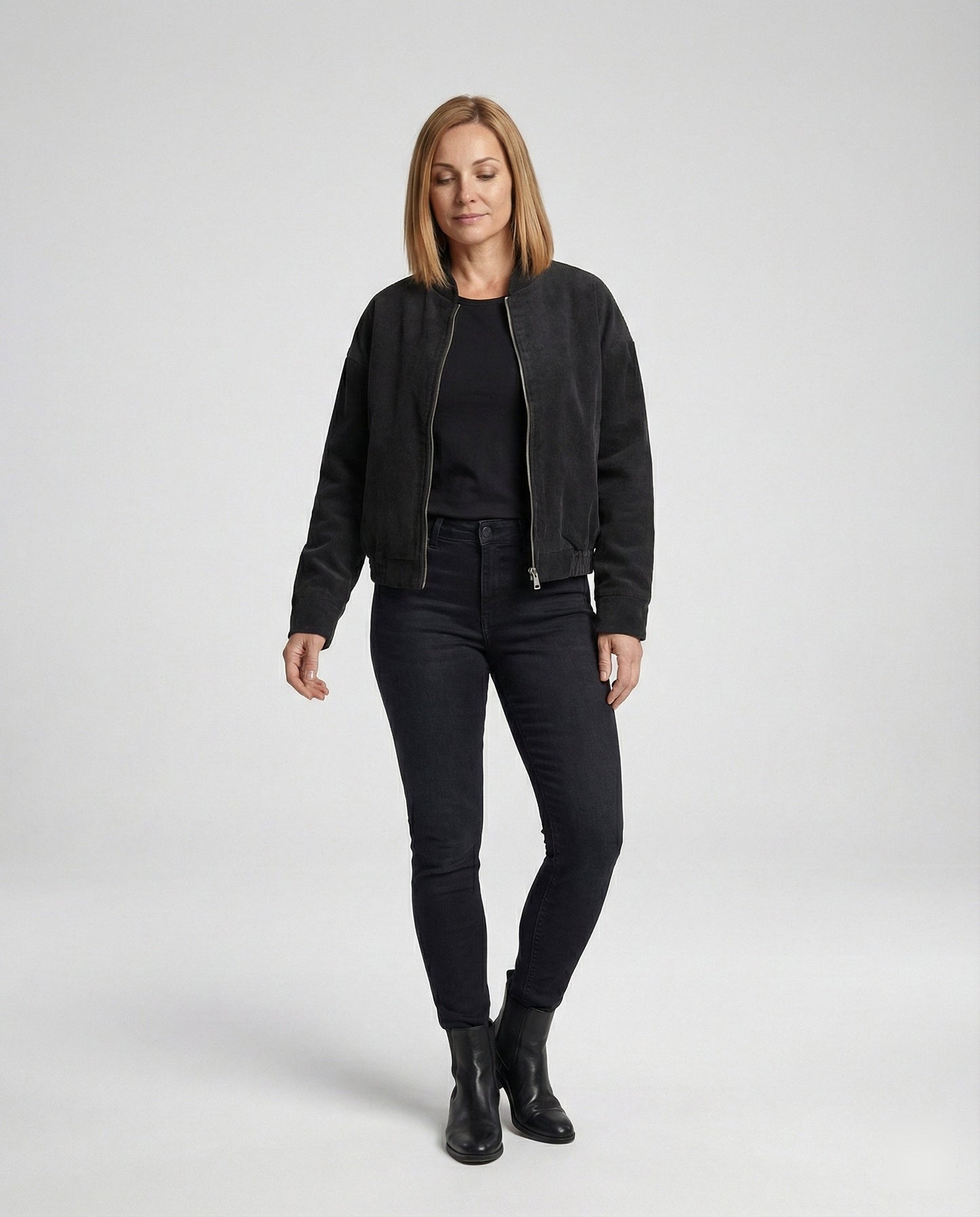 Damen Cordjacke Stehkragen Warm Modern