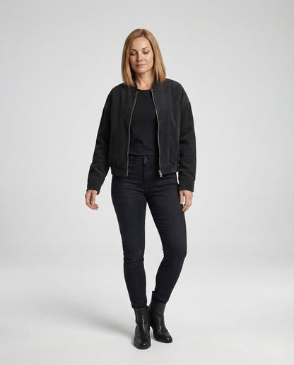 Damen Cordjacke Stehkragen Warm Modern