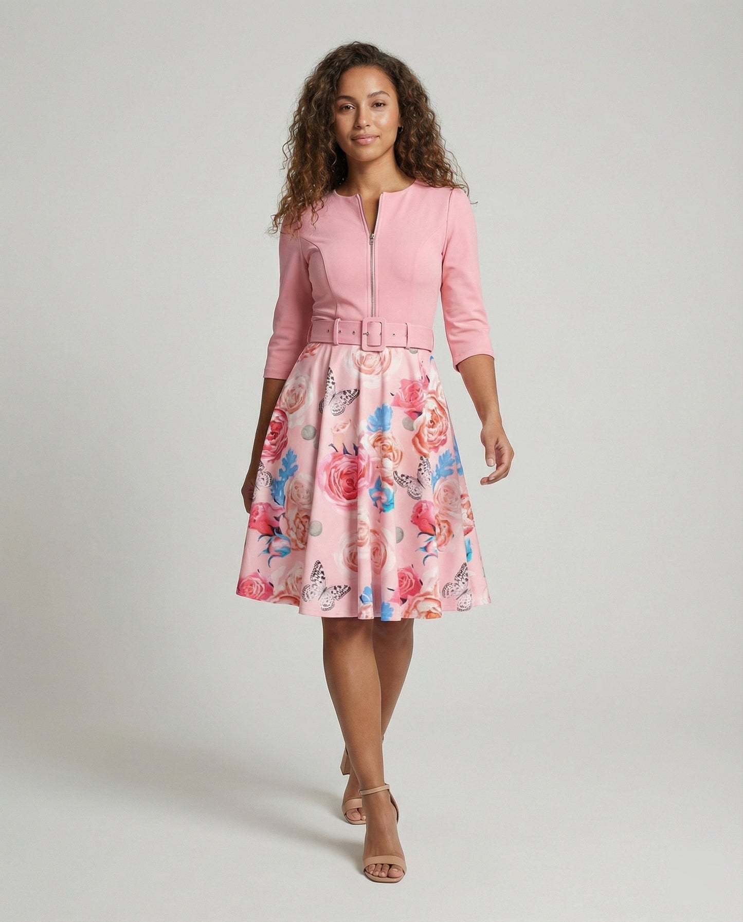 Damen Kleid A-Linie Tailliert Floral Modern - BerlinGlamour