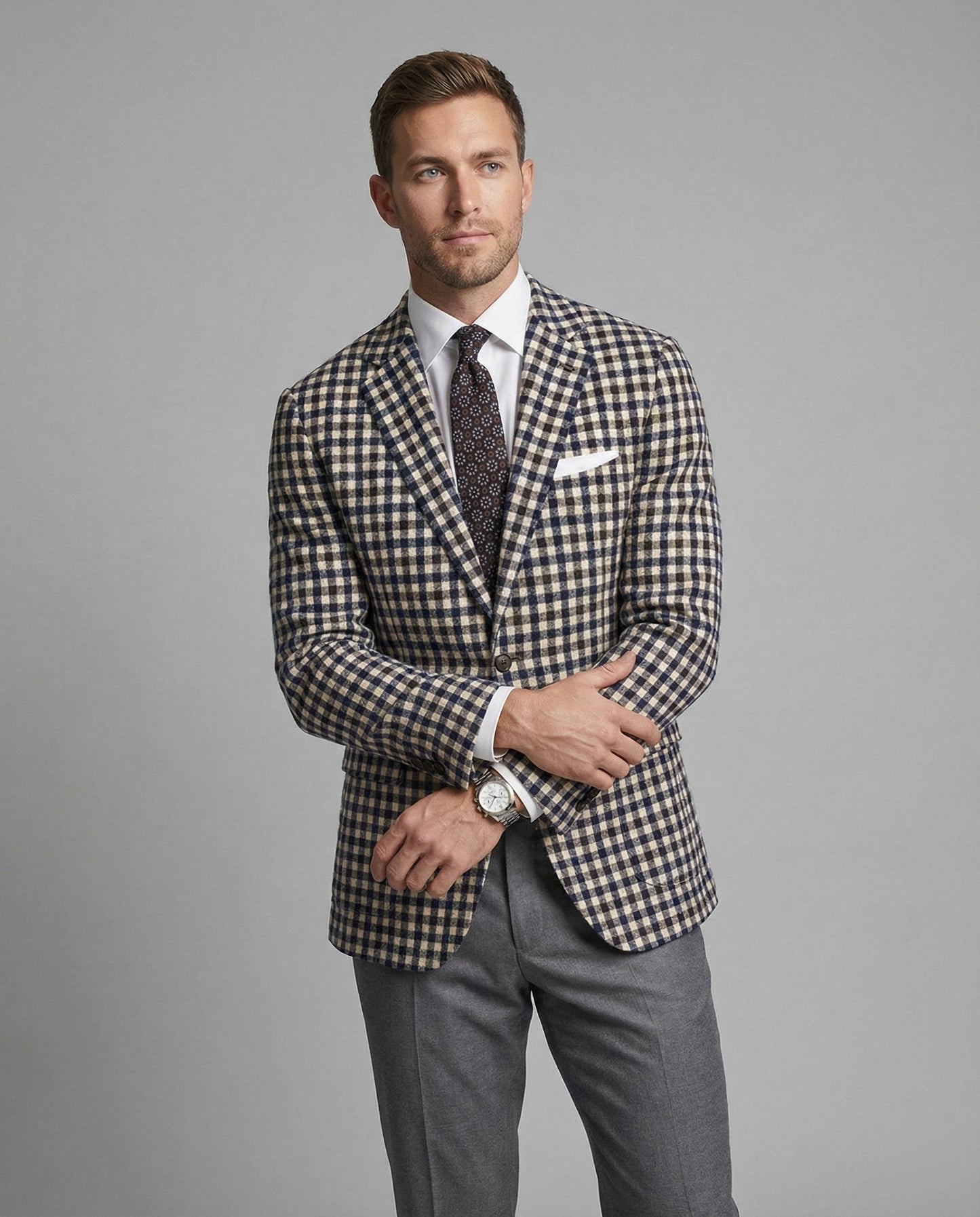 Herren Blazer Karierter Eleganter Business Blazer