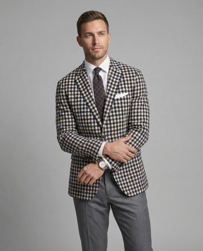 Herren Blazer Karierter Eleganter Business Blazer