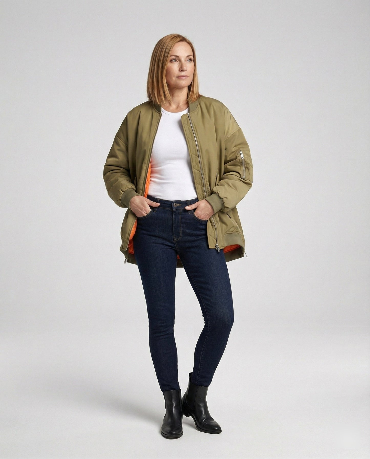 Damen Bomberjacke Gefüttert Warm Winter