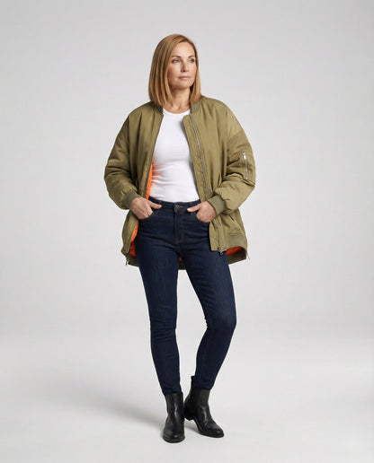 Damen Bomberjacke Gefüttert Warm Winter