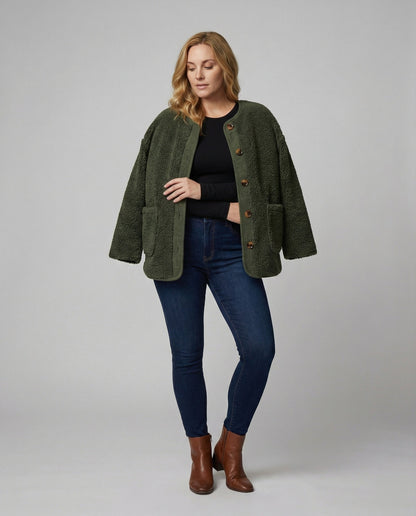 Damen Winterjacke Warm Sherpa Fleece Jacke Langarm