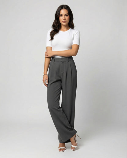 Elegante Damen Bundfaltenhose Slim Fit