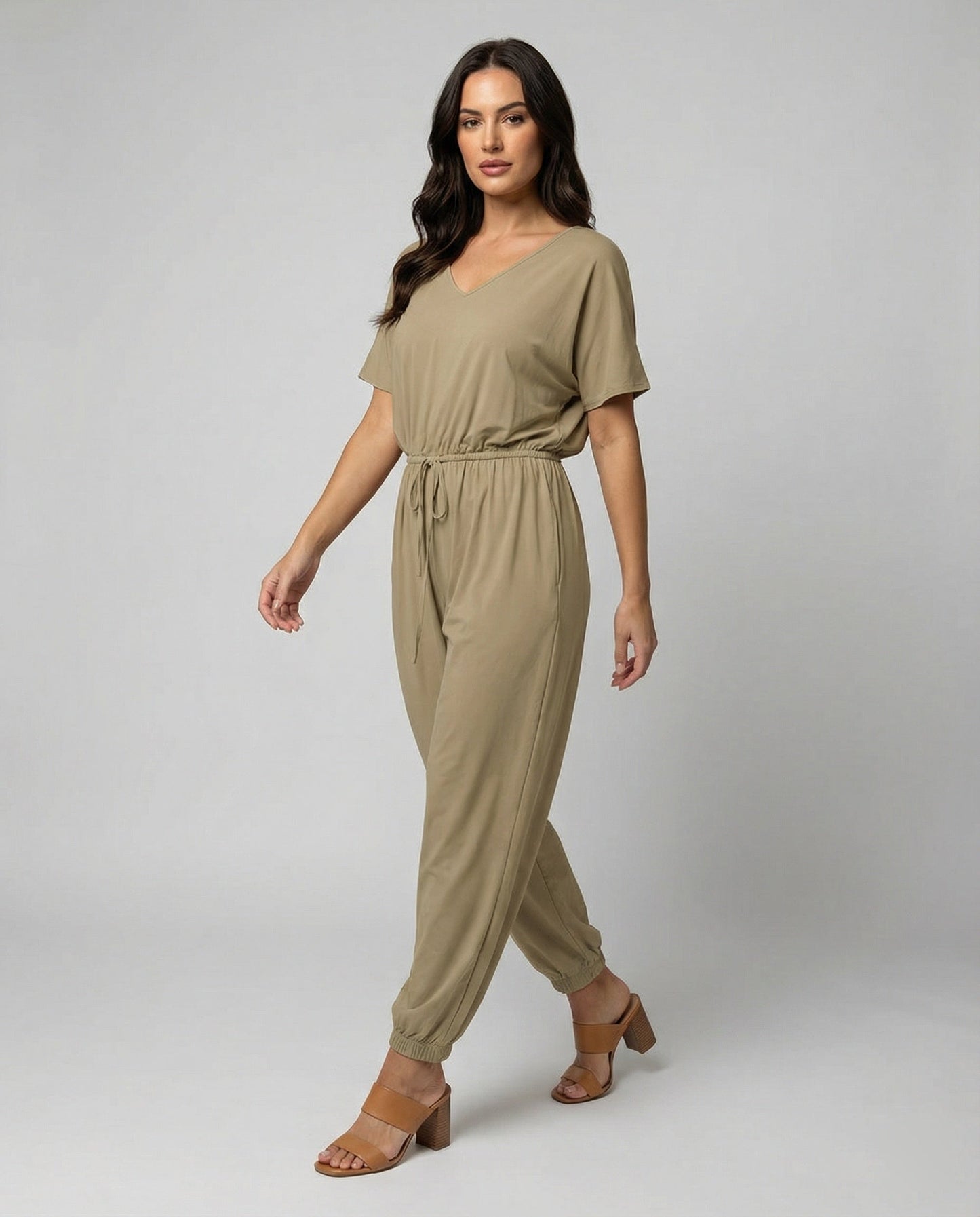 Damen Jumpsuit Leicht Lockerer Schnitt Elastisch